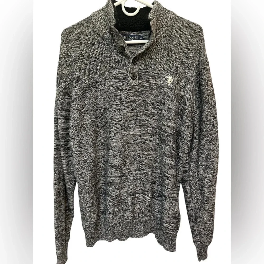 US Polo Assn Sweater Mens Long Sleeve 1/4 Button Pullover sweater